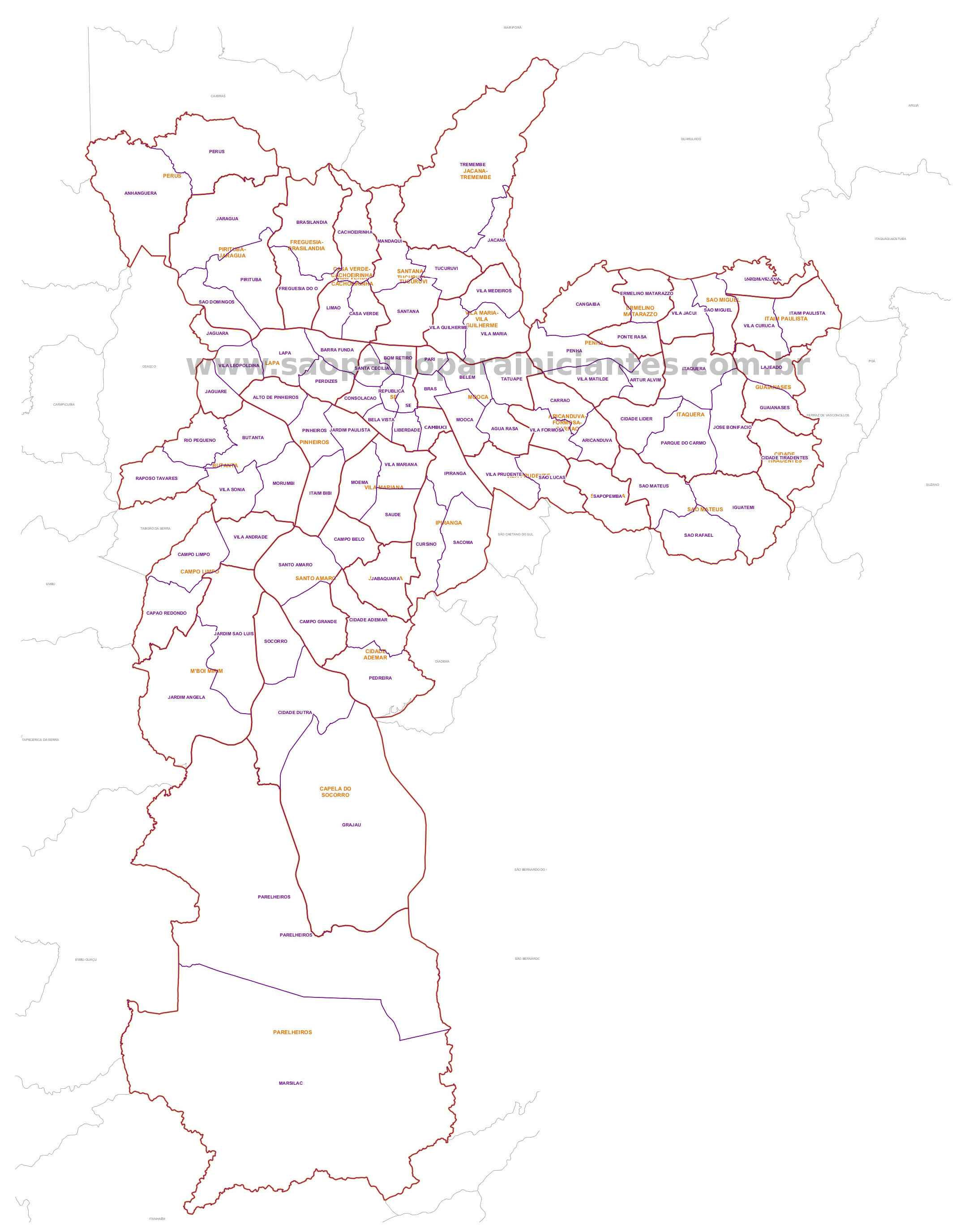 Mapa de São Paulo bairros regiões metrô e ônibus São Paulo para Iniciantes