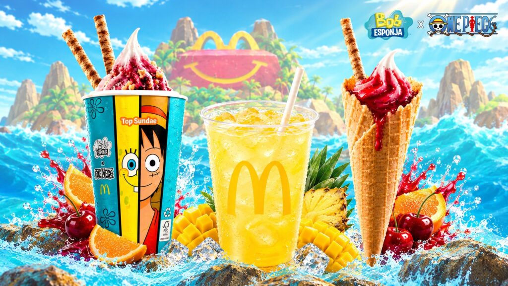 Novas sobremesas e bebida do McDonald's inspiradas em Bob Esponja e One Piece