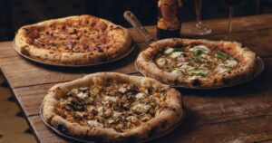 Pizza criativa do Festival de Pizza da Bráz com Chefs internacionais